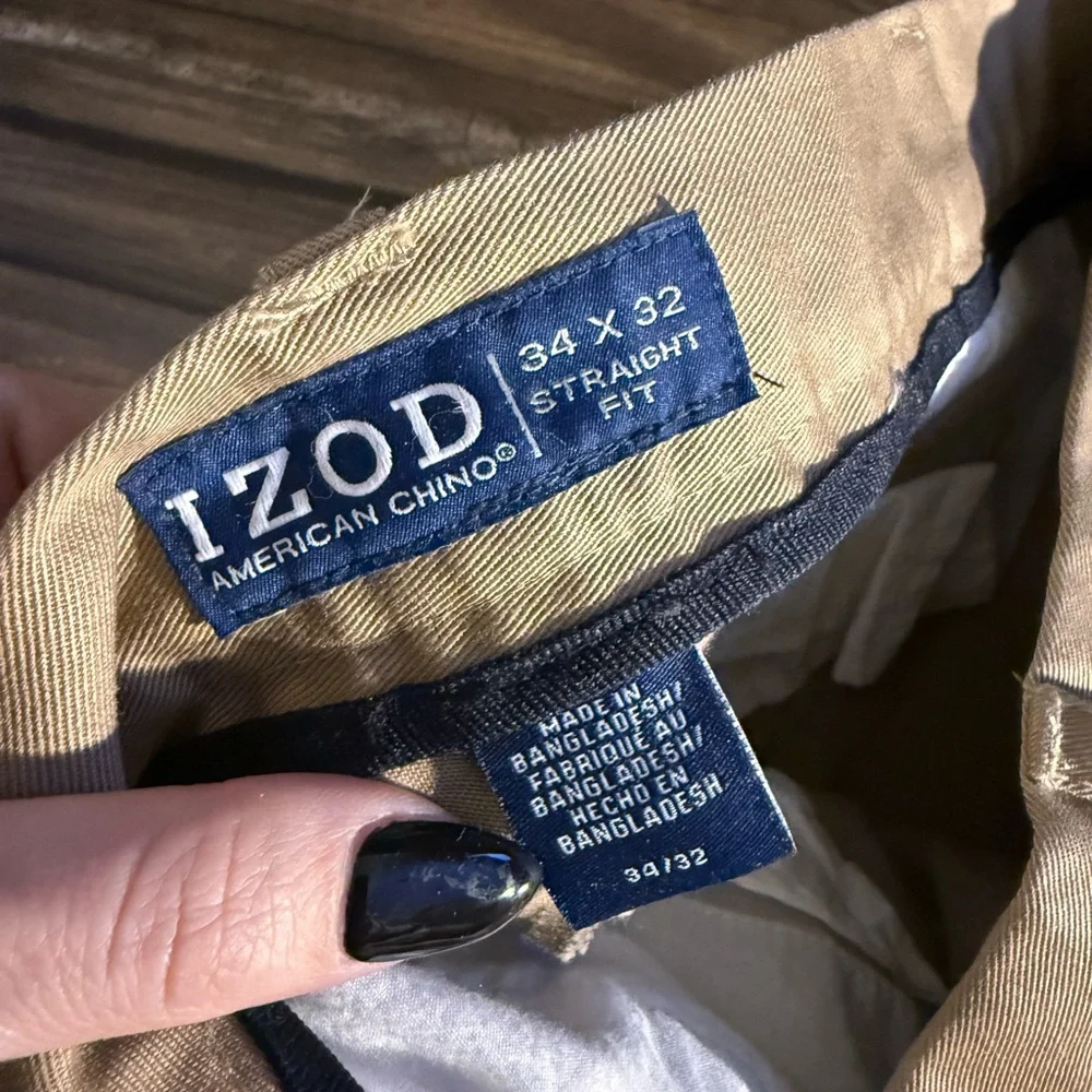NWT IZOD American Chino Pants | Men’s 34x32 | Straight Fit | Khaki - Picture 5 of 7